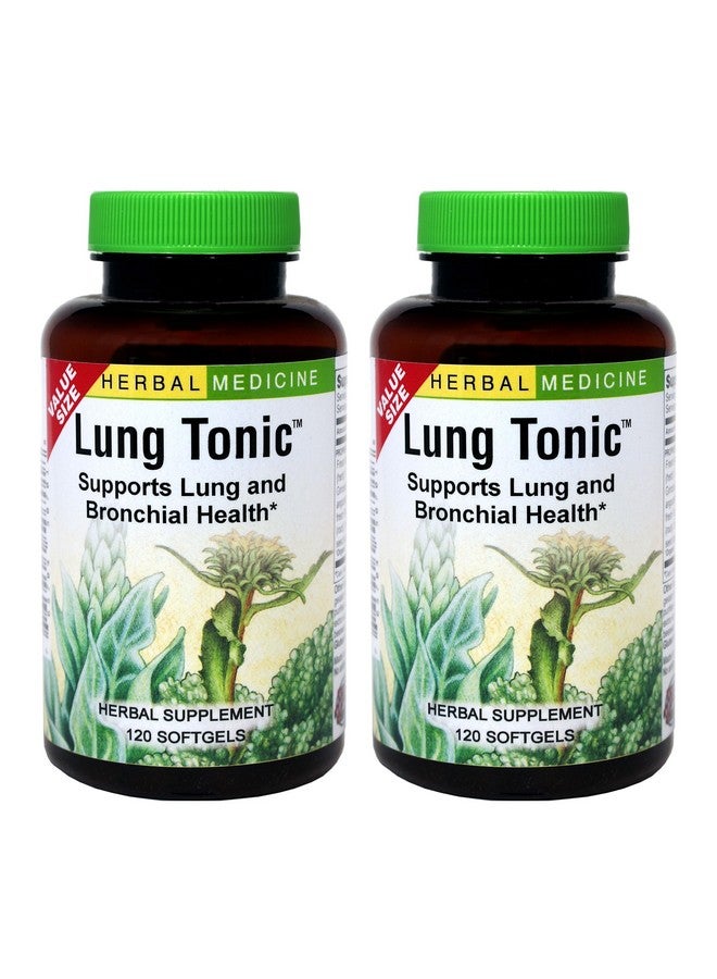 Herbs Etc. Lung Tonic - Lung Supplement for Bronchial Support - Healthy Breathing Support with Mullein, Horehound & Grindelia - 120 Softgels - 2 Pack - Image 1