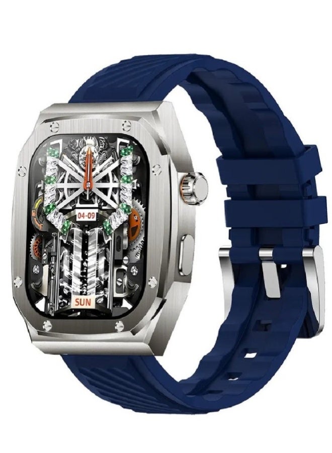 AROAQ Z79 Max Smart Watch 2.1 Inch HD Display, NFC, Compass, Bluetooth Calls, Music Player, Heart Rate, BP & SpO2 Monitoring, Fitness & Health Tracker – Blue - Image 1