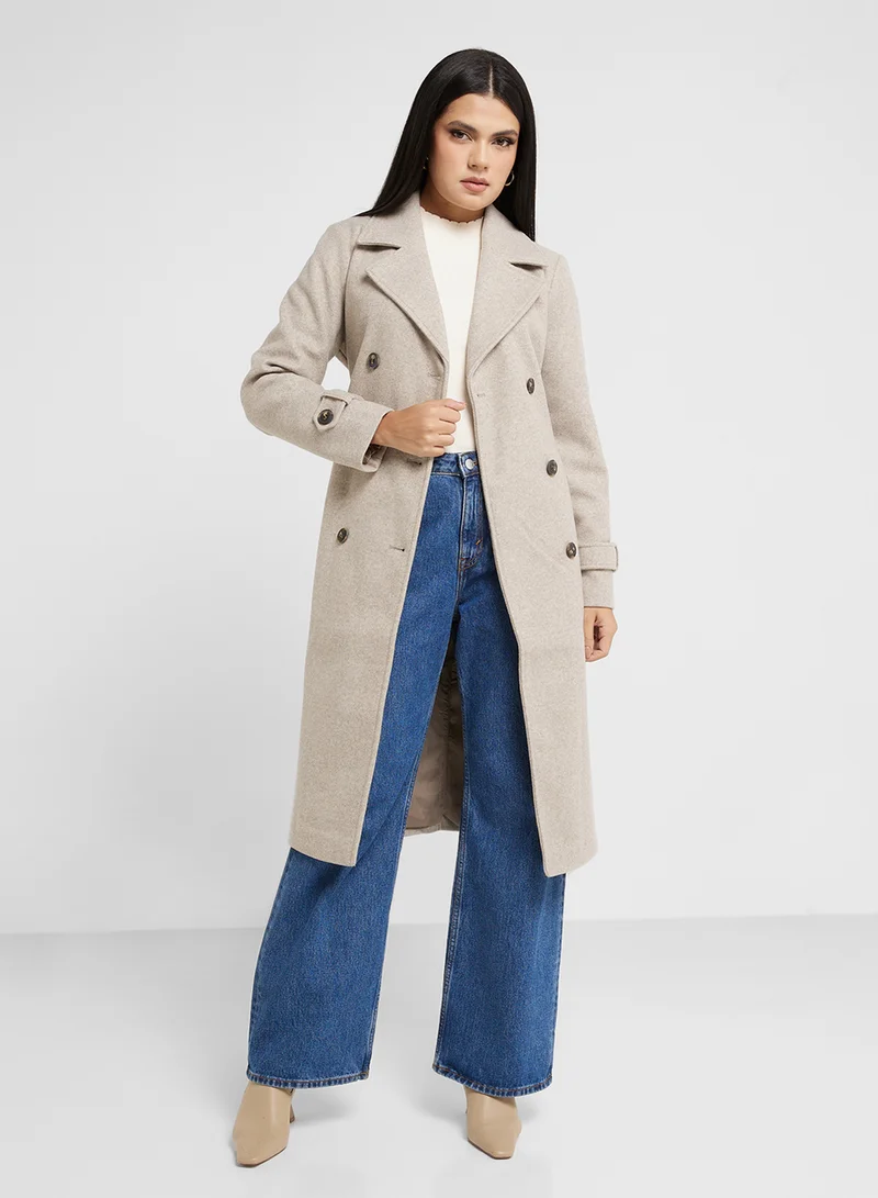 فيرو مودا Double Breasted Button & Belt Fastening Trench Coat