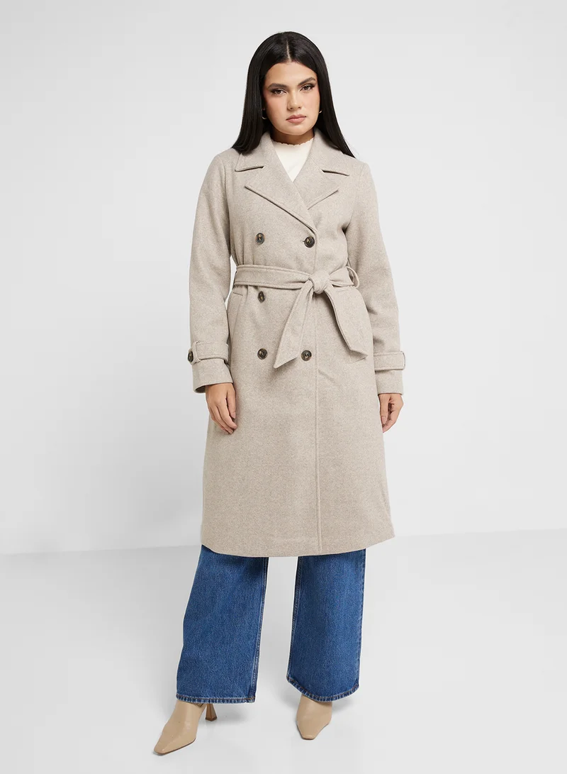 فيرو مودا Double Breasted Button & Belt Fastening Trench Coat