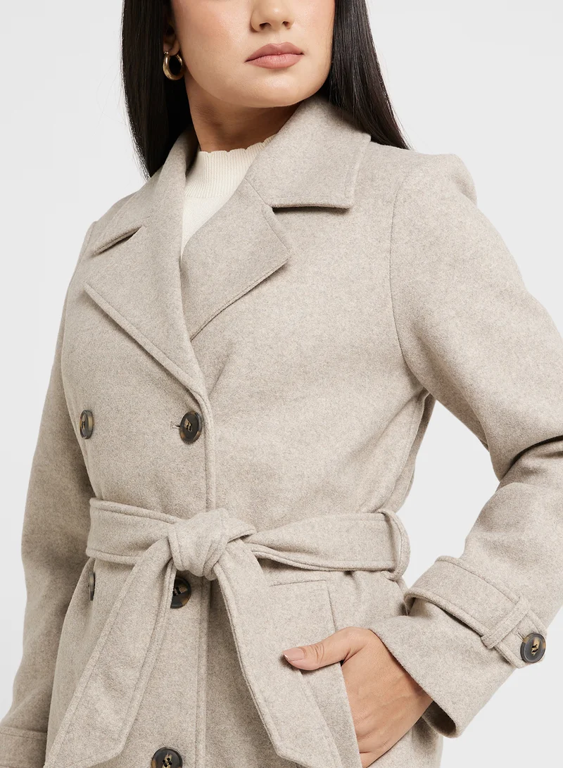 فيرو مودا Double Breasted Button & Belt Fastening Trench Coat