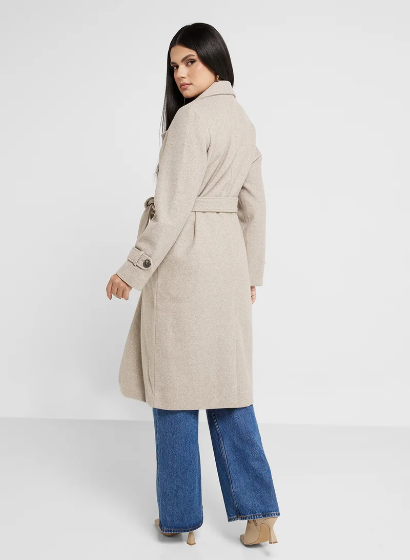 فيرو مودا Double Breasted Button & Belt Fastening Trench Coat
