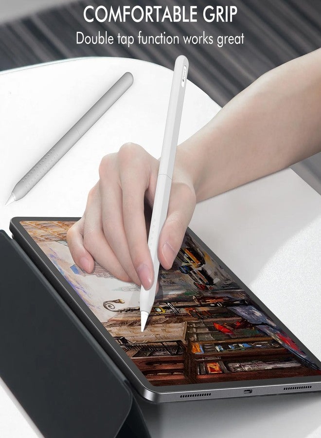 CUBETOOU 2 Pack Silicone Case for Apple Pencil 2nd Generation Case Cover Ultra Thin Protective Sleeve Accessories (White + Grey) - Image 4