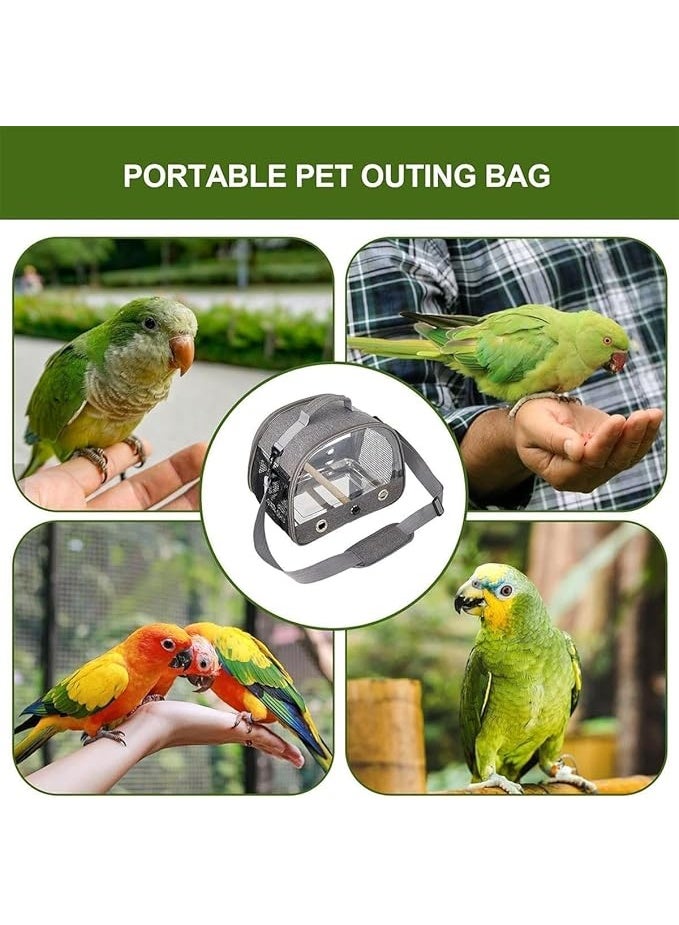 Portable Pets Carrier, Transparent Bird Handbag with Shoulder Strap, Small Medium Pets Breathable Cage for Finches Canary Cockatiel Macaw Hamster Squirrel (NB107 - Grey) - Image 4