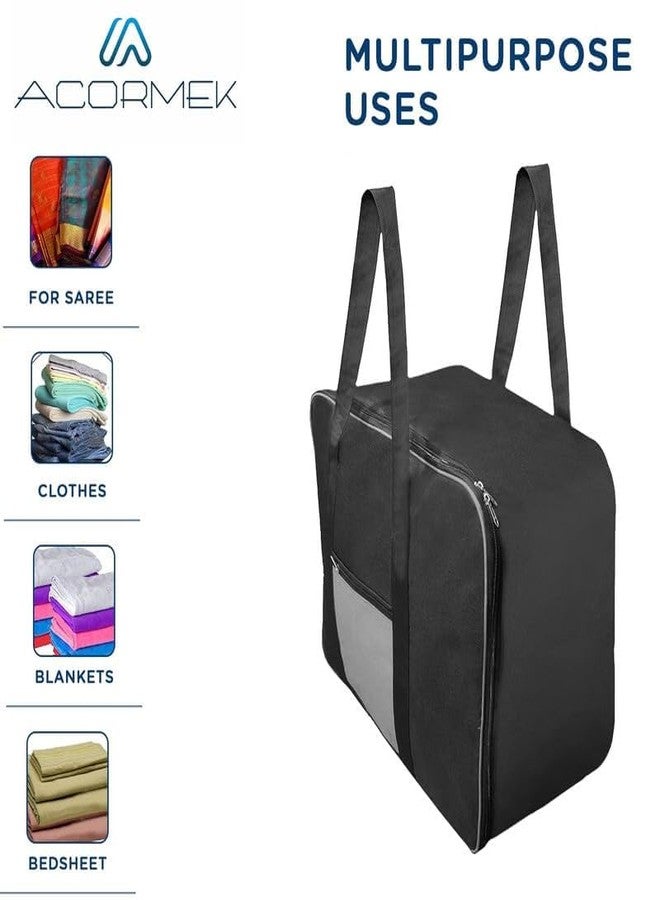 ACORMEK Nylon 69.5 L Moisture Proof Multi-Purpose Underbed Storage Bag/Clothing Storage Organiser/Toy Storage/Stationery Paper Storage Bag with Zipper and Strong Handle Cloth Organiser (Pack of 1) - Image 2