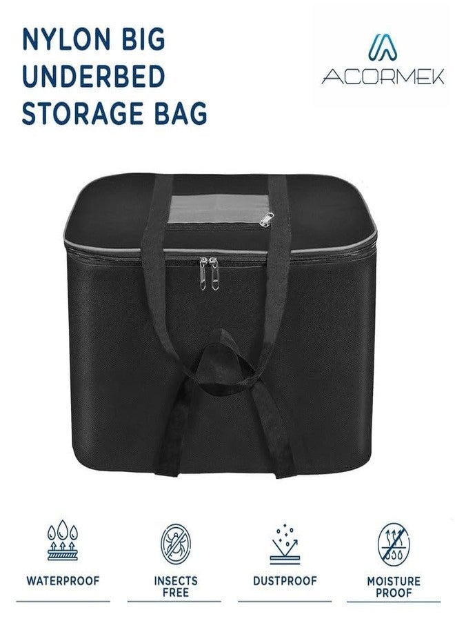 ACORMEK Nylon 69.5 L Moisture Proof Multi-Purpose Underbed Storage Bag/Clothing Storage Organiser/Toy Storage/Stationery Paper Storage Bag with Zipper and Strong Handle Cloth Organiser (Pack of 1) - Image 3