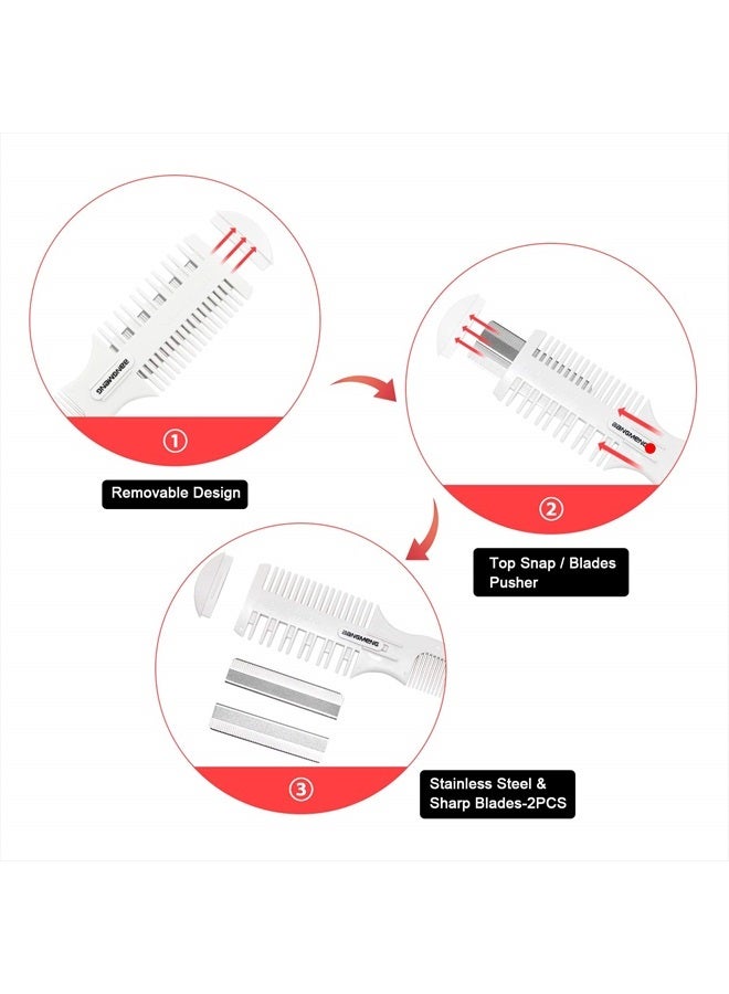 BANGMENG Hair Cutter Comb,Shaper Hair Razor With Comb,Split Ends Hair Trimmer Styler,Double Edge Razor Blades For Thin & Thick Hair Cutting and Styling, Extra 5 Blades Included. - Image 3