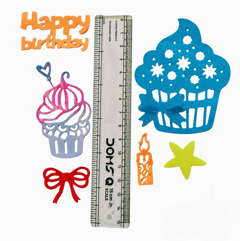 Birthday Party Decorative Cutout, Cupcake Lollipop Lace Border Design, Happy Birthday Card Making for Craft, Art Journal, Scrapbook- Spring Garden Craft - Image 4