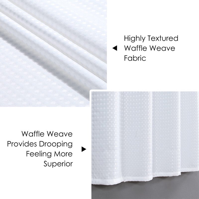 Home Queen White Water Resistant Bathroom Window Curtain, Waffle Textured Half Tier Curtains for Kitchen Cafe, 28" W X 45" L Inches, Set of 2 - Image 4