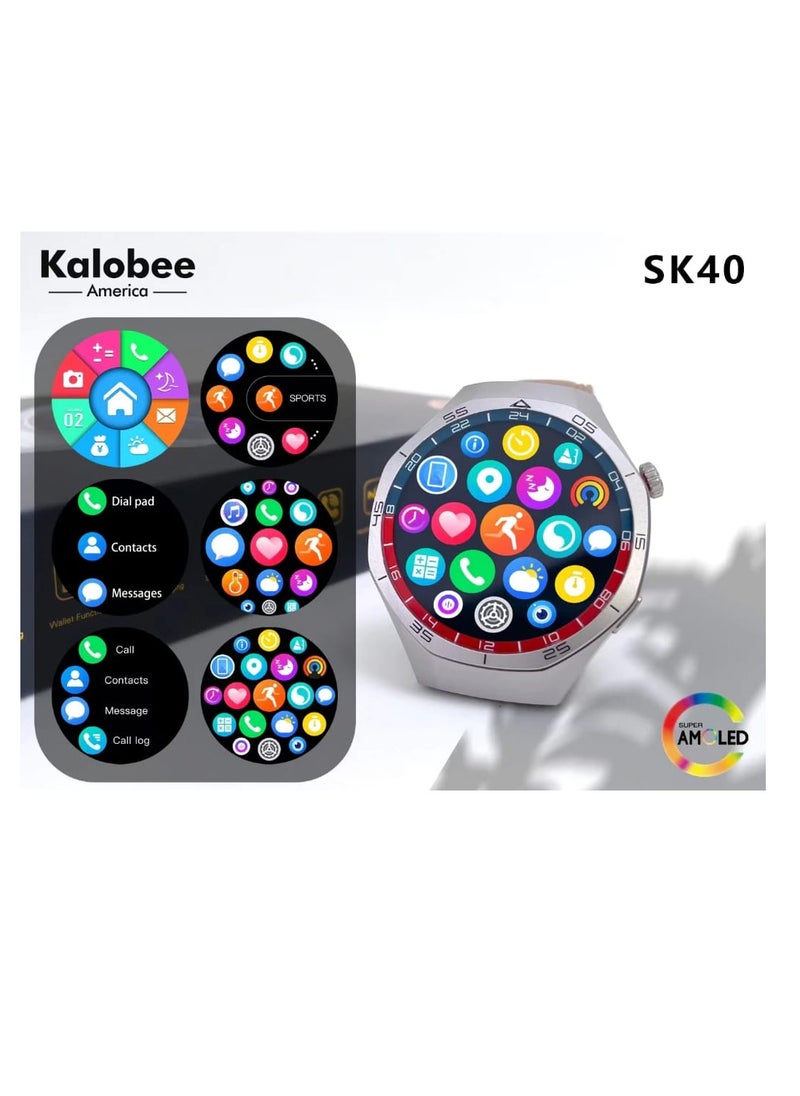 Kalobee SK 40 Smart Watch AMOLED Screen with 3 Straps and Wireless Charging Multicolour  - Image 4