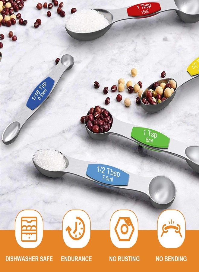 Wildone 14 Piece Stainless Steel measuring spoons Set, Including 8 Double Sided Magnetic, 1 Leveler and 5 Mini, for Dry and Liquid Ingredients, Fits in Spice Jar - Image 5