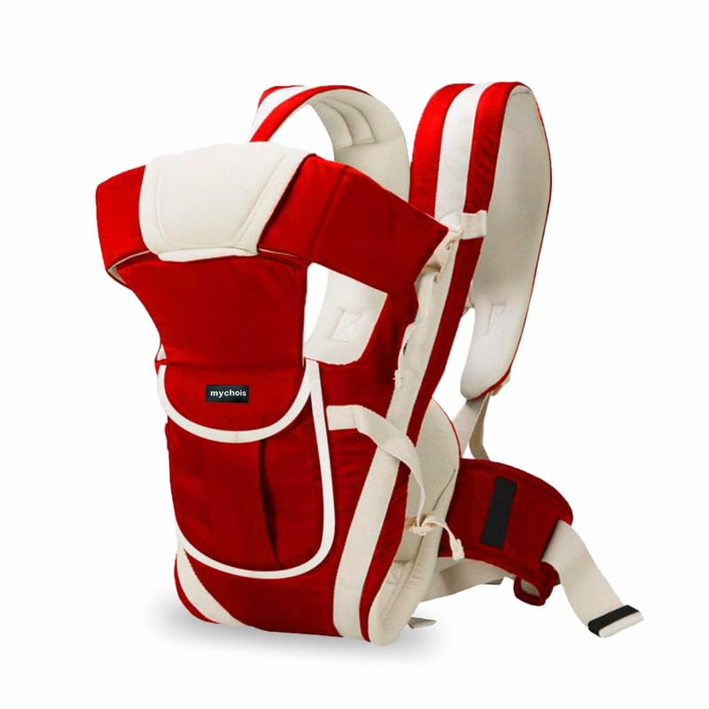 Mychois Adjustable Baby Carry Bag 4 in 1 Positions for 0 to 3 Year with Safety Belt Baby Carrier (Red, Front Carry Facing in) - Image 1