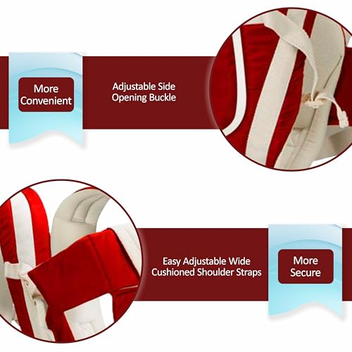 Mychois Adjustable Baby Carry Bag 4 in 1 Positions for 0 to 3 Year with Safety Belt Baby Carrier (Red, Front Carry Facing in) - Image 5