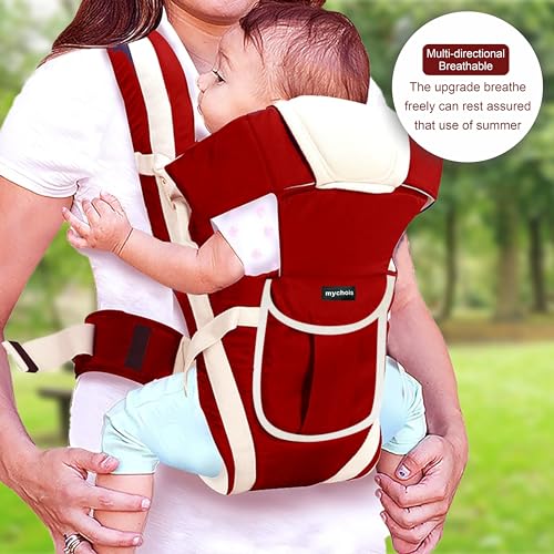 Mychois Adjustable Baby Carry Bag 4 in 1 Positions for 0 to 3 Year with Safety Belt Baby Carrier (Red, Front Carry Facing in) - Image 3