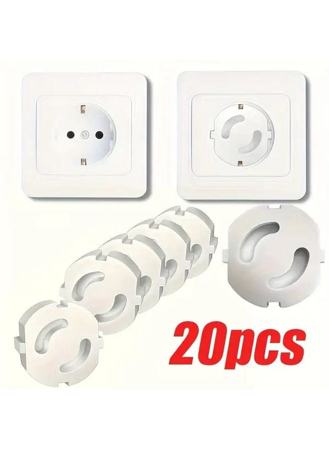 20pcs European Style Safety Socket Covers Prevent Electric Shock Home Plug Protection Easy Assembly - Image 1
