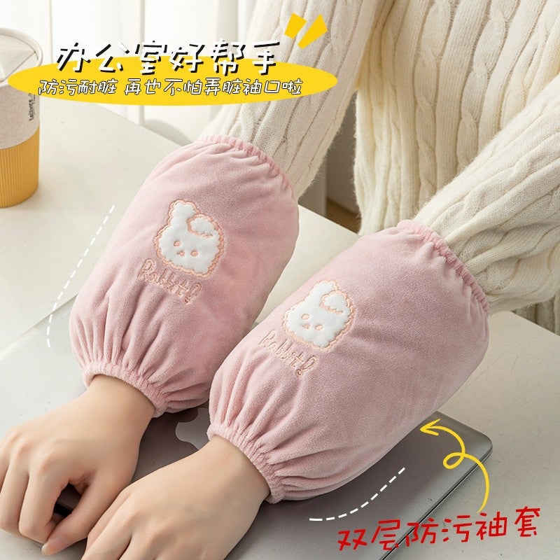 CuteCartoon Long Sleeve Cufflinks Autumn Winter Waterproof Dirt-resistant Arm Protector New 2023 Model For Students And Adults Rabbit pink 