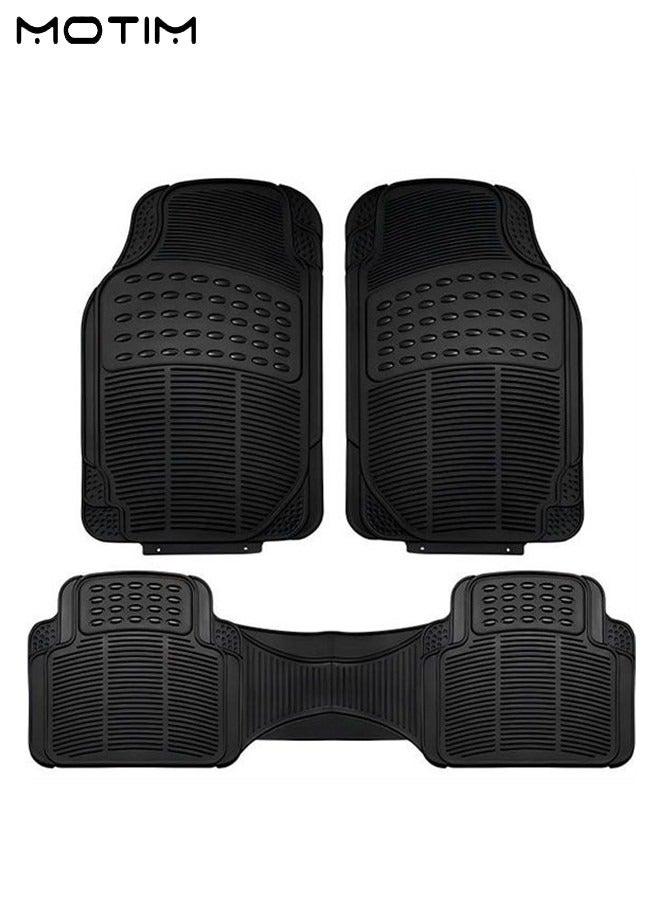 Motim 3 Pcs Car Floor Mat for Cars SUVs and Trucks, Heavy Duty Waterproof, Rubber Car Flooring, All-Weather Floor Mats, Universal Fit Design, Trim to Fit - Image 1