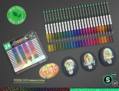 TOOLI-ART TOOLIART Acrylic Paint Markers Paint Pens Special Colors Set For Rock Painting Canvas Fabric Glass Mugs Wood Ceramics Plastic MultiSurface Non Toxic Waterbased JEWEL XF - Image 3