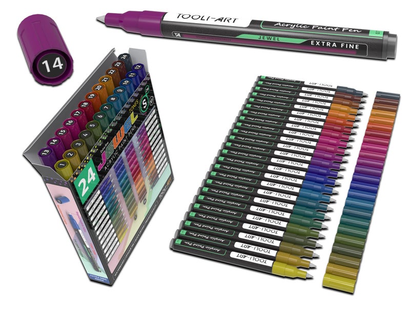 TOOLI-ART TOOLIART Acrylic Paint Markers Paint Pens Special Colors Set For Rock Painting Canvas Fabric Glass Mugs Wood Ceramics Plastic MultiSurface Non Toxic Waterbased JEWEL XF - Image 2
