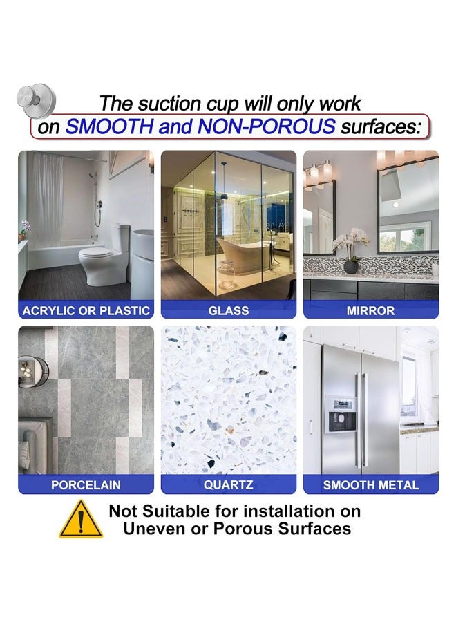 4 Pack Suction Cup Hooks for Shower, Removable Towel Hooks for Bathroom, Window, Glass, Door, Wall, Bathrobe Loofah Hook for Hanging, Silver - Image 5