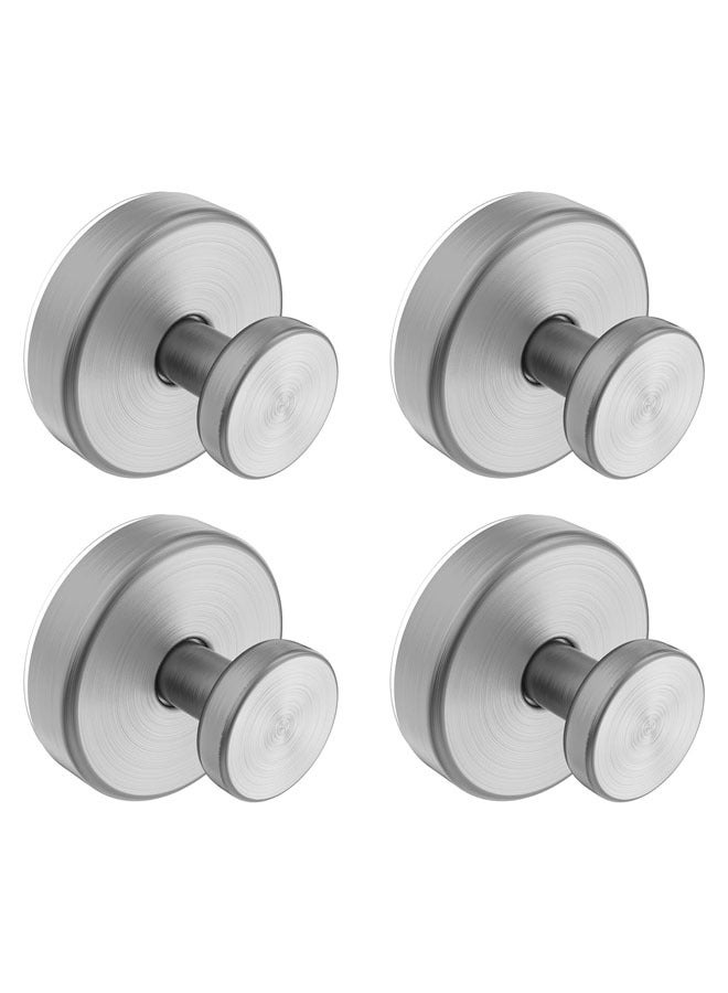 4 Pack Suction Cup Hooks for Shower, Removable Towel Hooks for Bathroom, Window, Glass, Door, Wall, Bathrobe Loofah Hook for Hanging, Silver - Image 1