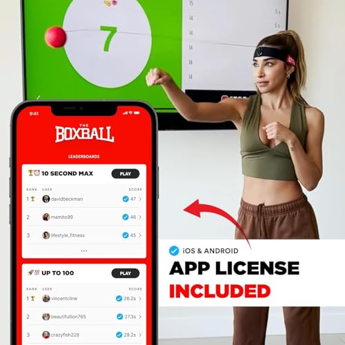 Boxbollen® Boxing Reflex Ball - Celebrity-Endorsed Home Workout Game - App-Connected Punch Counter - Hand Eye Coordination Training Ball - Christmas Gift for Boxers, All Ages - Stocking Stuffer Black - Image 5