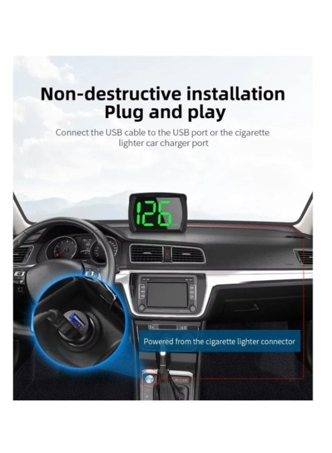 HUD Car HUD Speedometer, Clear Speed Display, Voice Alerts, USB Power Cable - Ideal for Cars, Trucks, Buses - KM/H - Image 2
