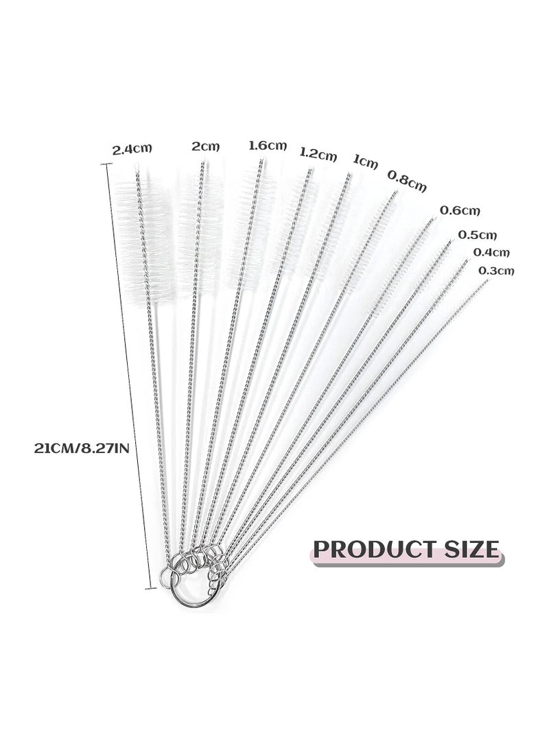 Generic - Baby Bottle and Straws Cleaner Brush Set 10 Pcs Different Sizes With Keyring - Image 1