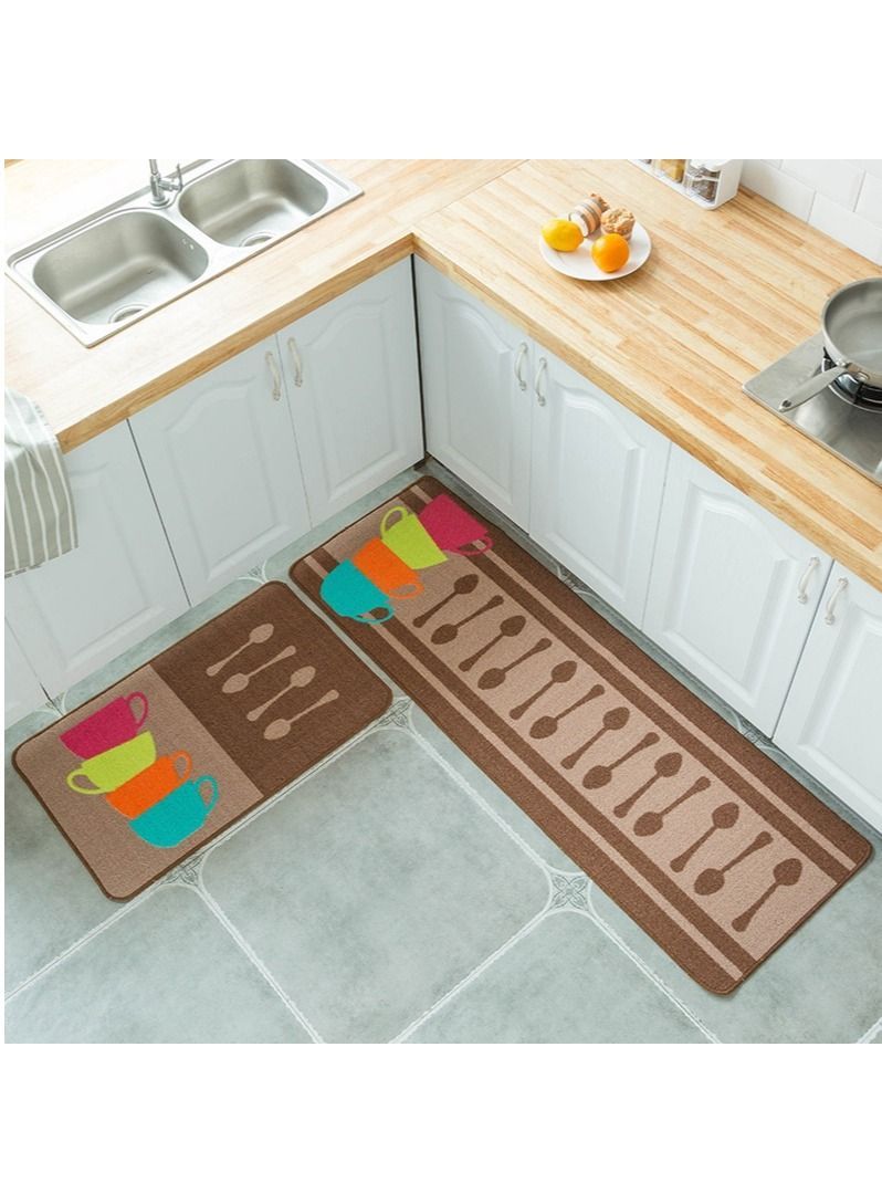 Y&D Bestdeal decorative kitchen rugs 2 pieces non-slip rubber backing doormat runner area mats sets (40X60+40X120cm) 