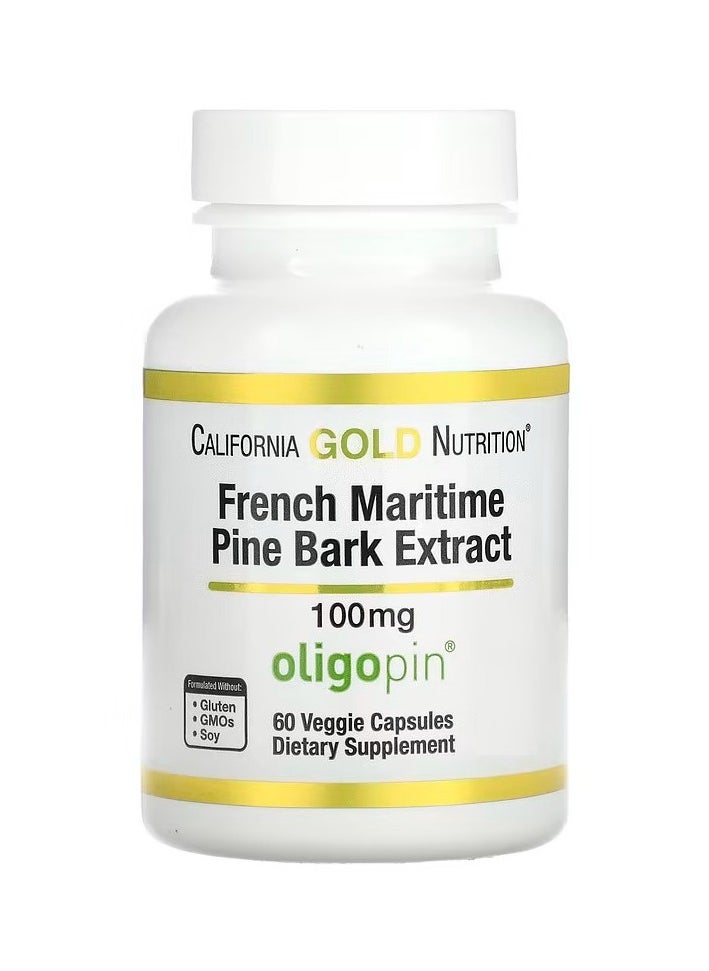 California Gold Nutrition French Maritime Pine Bark Extract, Oligopin, 100 mg, 60 Veggie Capsules  - Image 1