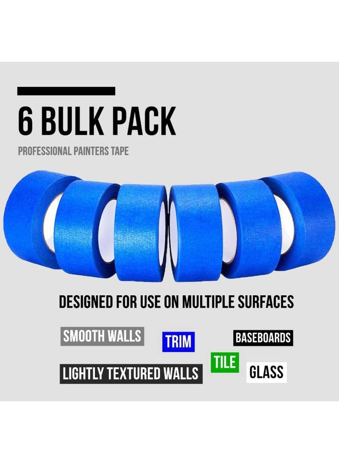 LICHAMP 6-Piece Blue Painters Tape 2 inches Wide, Blue Masking Tape Painter's Bulk Multi Pack, 1.95 inch x 55 Yards x 6 Rolls (330 Total Yards) - Image 2