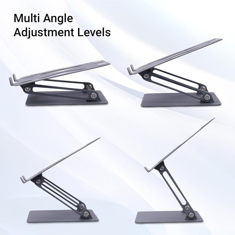 ZEBRONICS حامل محمول للكمبيوتر المحمول والتابلت NS3000 يدعم حتى 17 بوصة بحد أقصى 5 كجم، وسادات سيليكون مضادة للانزلاق، تصميم قابل للطي، تعديل بزاوية متعددة، هيكل من الصلب الكربوني - Image 3