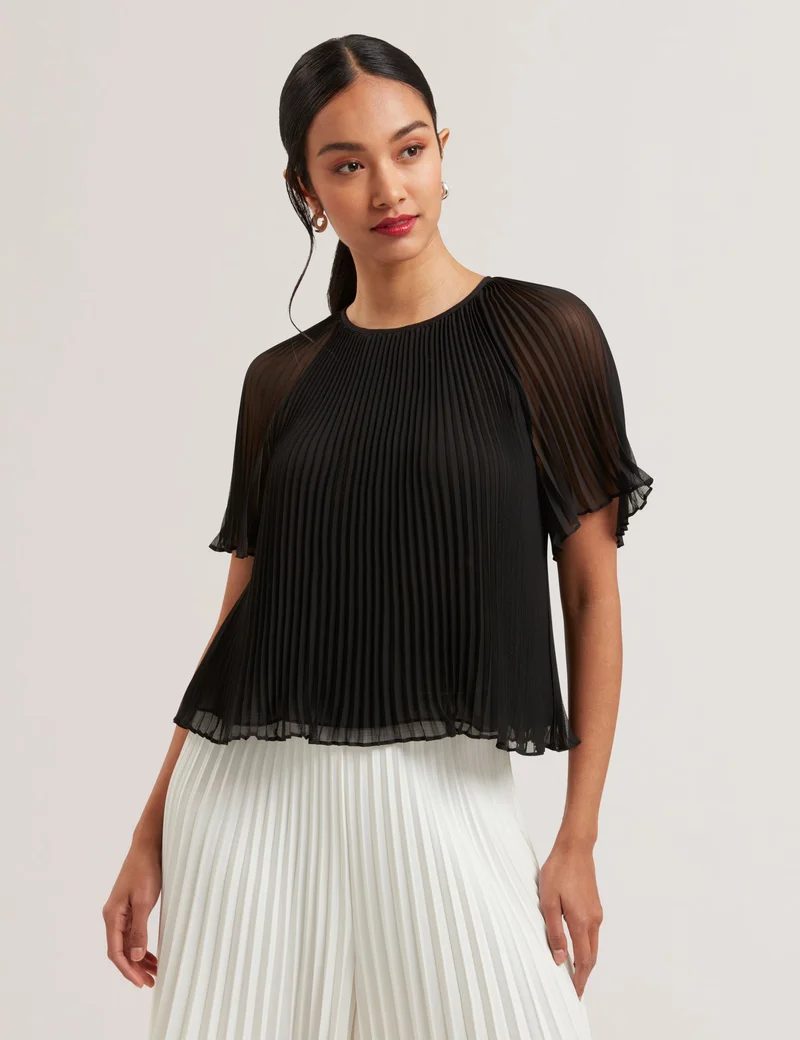 Ted Baker AGARA Pleated Short Sleeve Blouse