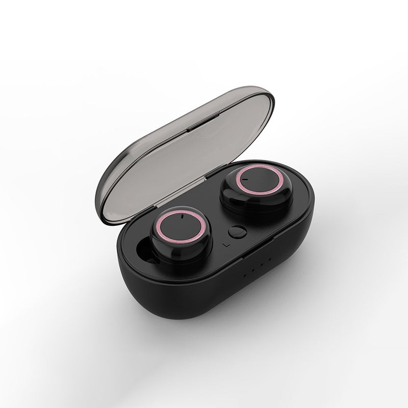 TWS Wireless Earphones Chargeable Headsets Black/Rose Gold - Image 1