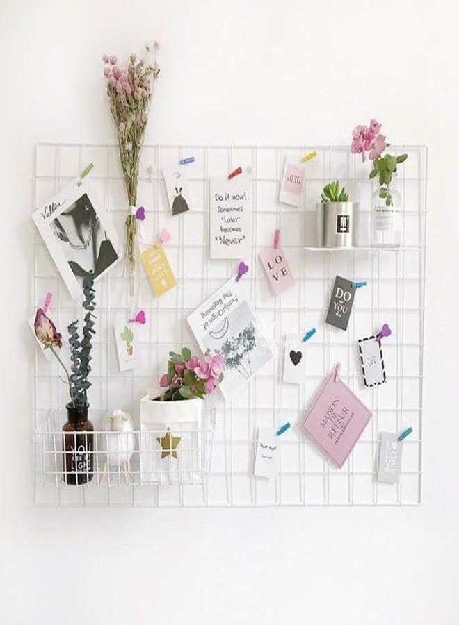 Franklite Steel Grid Photo Frame for Wall Clip Holder Photo Frame,Multi Functional Creative Mesh Wall GridIron hanging frame for home Decoration,wall,collage photo, key,1pcs Frame (30&30cm White) Metal Steel Grid - Image 4