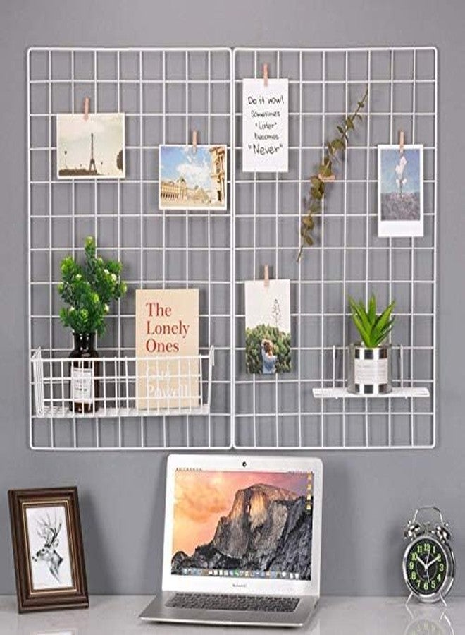 Franklite Steel Grid Photo Frame for Wall Clip Holder Photo Frame,Multi Functional Creative Mesh Wall GridIron hanging frame for home Decoration,wall,collage photo, key,1pcs Frame (30&30cm White) Metal Steel Grid - Image 5
