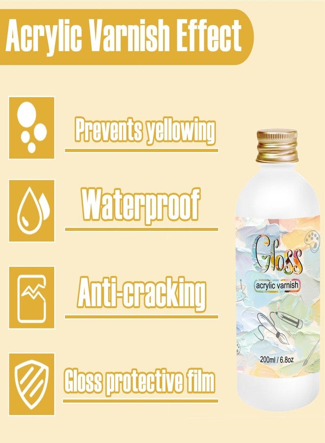 EIGTWEN Gloss Varnish for Acrylic Painting, 200ml Clear Acrylic Varnish Gloss Keeps Paintings from Yellowing, Cracking, Maintains Permanent Color - Image 5