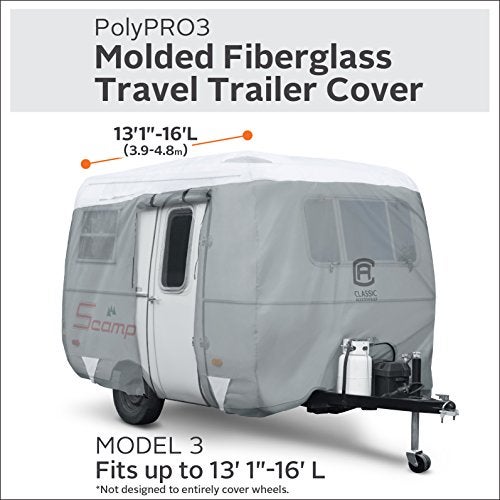 Classic Accessories Over Drive PolyPRO 3 Molded Fiberglass Travel Trailer Cover, Fits 13' 1" - 16' Trailers, RV Cover, Camper Cover, Travel Trailer Cover - Image 2