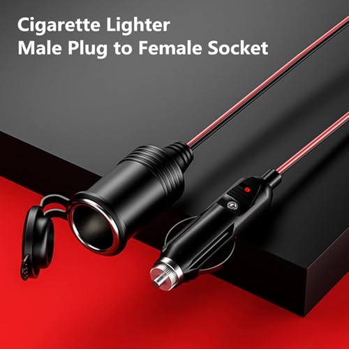 KEWIG 12/24V Car Cigarette Lighter Extension Cord - 20FT Cigarette Lighter Plug Cable- 16AWG Heavy Duty Extension Cable with 15A Fuse and LED Indicator - Image 5