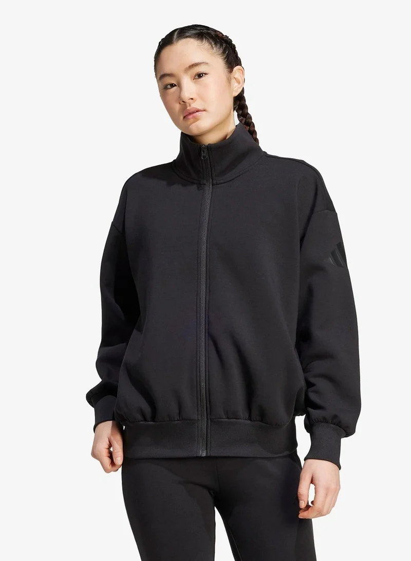 اديداس Adidas W All Szn Sl Fz Black Training Track Tops For Women XL