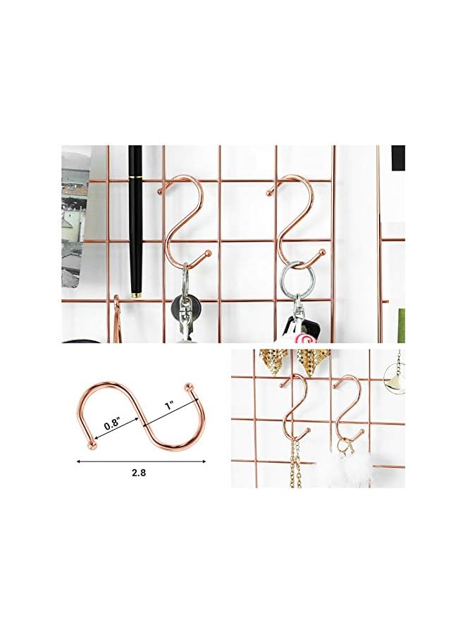 The Bros شبكة حائط للصور، لوحة شبكة حائط معدنية، عرض صور معلق سلكي، مجموعة من 2، مع خطاف S، مشبك، حبل قنب، 16.5 × 12.2 بوصة، ذهب وردي ULPP01DR - Image 5