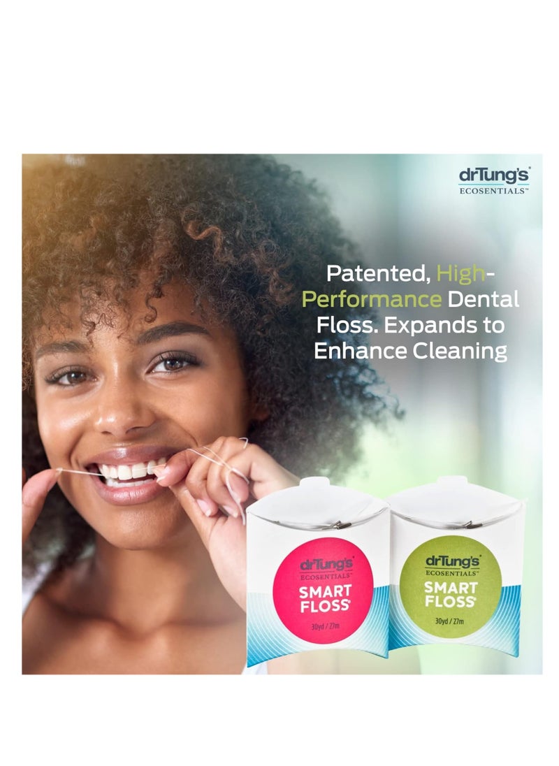 drTung's - DrTung's Smart Floss - Natural Floss, PTFE & PFAS Free Floss, Gentle on Gums, Expands & Stretches, BPA Free Floss - Natural Dental Floss Cardamom Flavor (Pack of 3) - Image 1