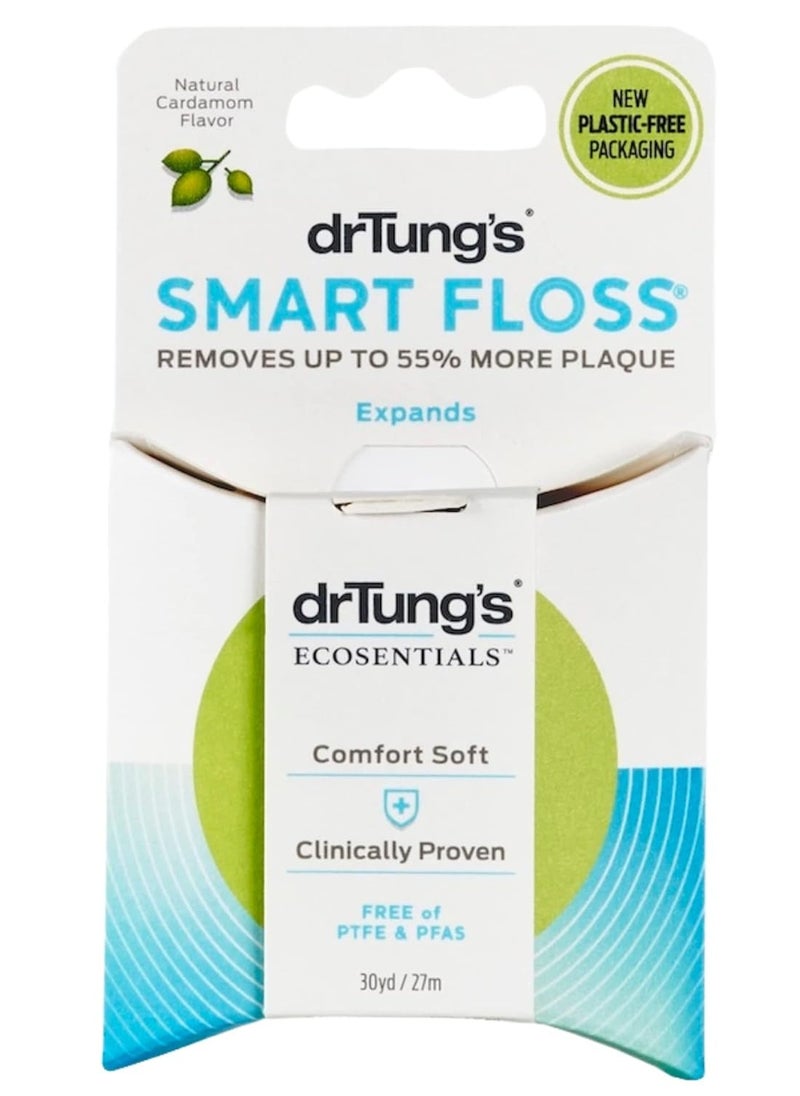 drTung's - DrTung's Smart Floss - Natural Floss, PTFE & PFAS Free Floss, Gentle on Gums, Expands & Stretches, BPA Free Floss - Natural Dental Floss Cardamom Flavor (Pack of 3) - Image 1