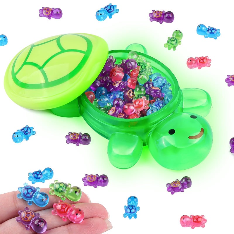Anboor 50PCS Luminous Mini Resin Turtle with 1 Pc Jumbo Resin Turtles Miniature Tiny Turtles Glow in The Dark for Garden Dollhouse Micro Landscaping - Image 3