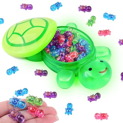 Anboor 50PCS Luminous Mini Resin Turtle with 1 Pc Jumbo Resin Turtles Miniature Tiny Turtles Glow in The Dark for Garden Dollhouse Micro Landscaping - Image 1