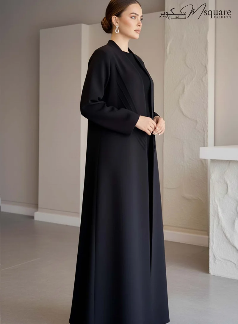 أم سكوير فاشن عباية بليسيه سوداء بتصميم سنبرست
