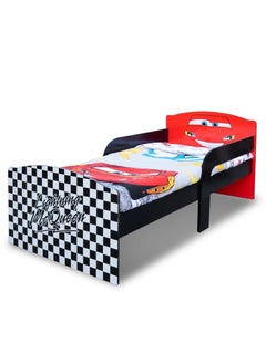 Disney Cars Lightning McQueen Kids/Teen Bed | Durable MDF Wood Construction | EASY to Assemble | 2 Attached Guardrails for your Child’s Safety | Beautiful Finishing (Official Disney Product)