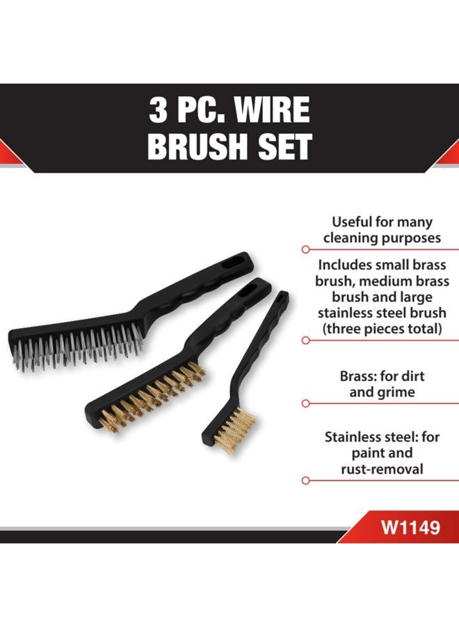 Performance Tool W1149 3-Piece Brass and Stainless-Steel Wire Brush Set - Image 2
