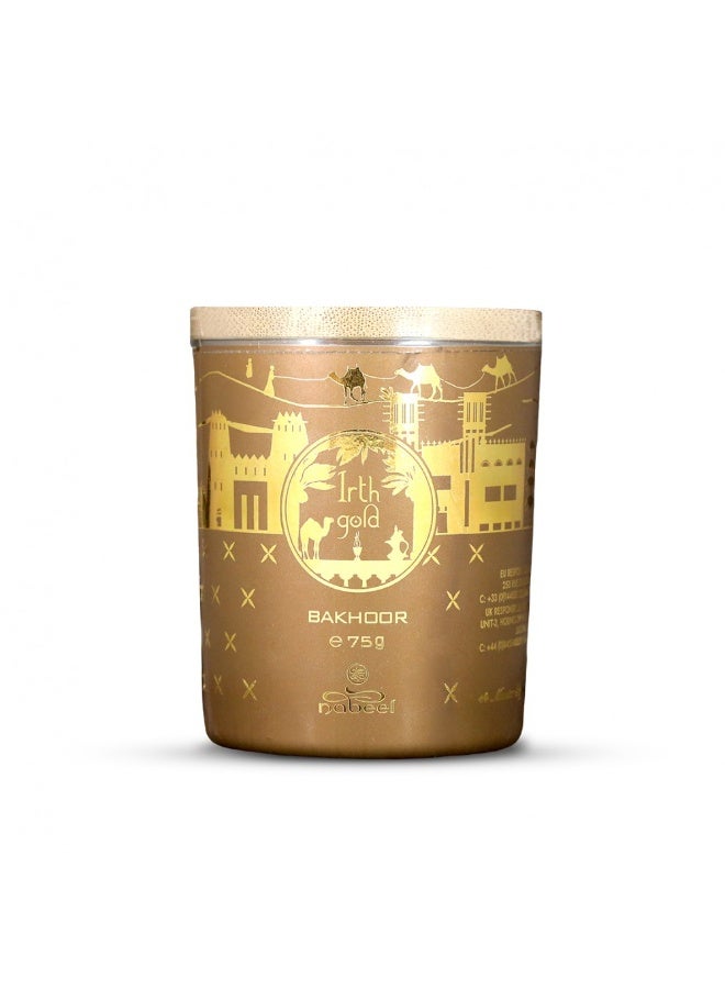 Nabeel Irth Gold Bakhoor 75g – Long Lasting Oud & Amber Arabic Incense for Home & Majlis - Image 2