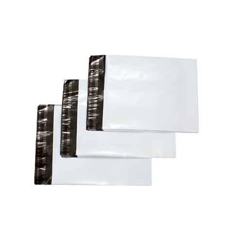 Divayanshi Plastic Tamper Proof Polybag/Courier Bag with Pod for Packing, 51 Micron, 20 Inch x 26 Inch, White and Black, Pack of 25 - Image 1